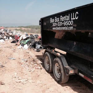 Dumpster for rent drops off at Washington County, MD landfill