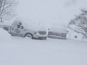 Blue Box Rental Trucks in the big snow of January 2016