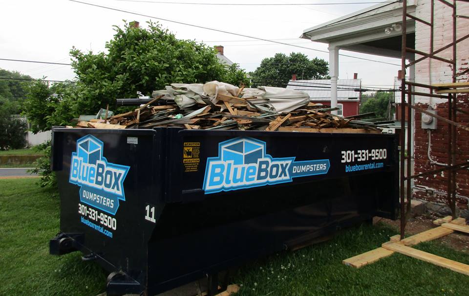 Renovation mess in Blue Box Rental dumpster