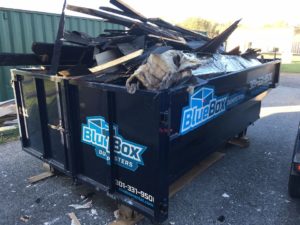 Dumpster for demolition work provided by Blue Box Rental in Clear Spring, MD