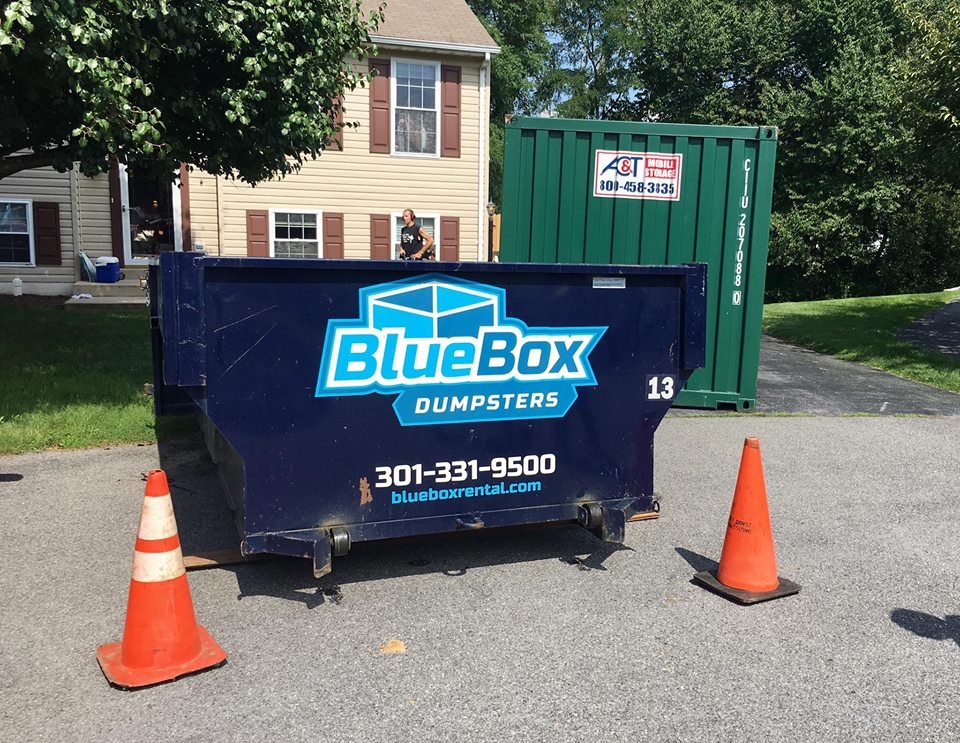 Junk to be hauled away in a Blue Box Rentals dumpster from the Hagerstown, MD-based dumpster rental company.
