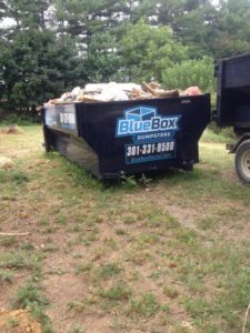 Junk to be hauled away in a Blue Box Rentals dumpster from the Hagerstown, MD-based dumpster rental company.