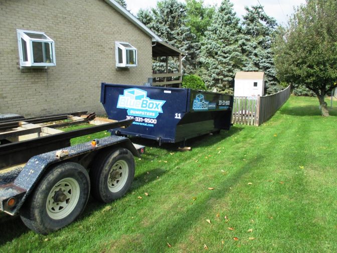 Rental dumpster for a spring cleaning project from Blue Box Rental in Hagerstown, MD