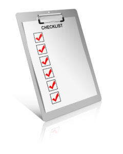 Checklist from BlueBox dumpster rental company in Hagerstown, MD